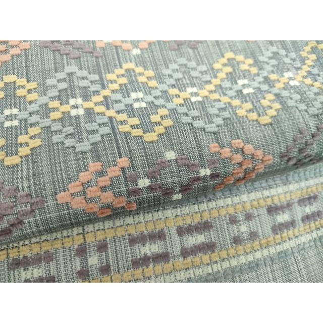 平和屋着物●西陣　橋本テル織物謹製　両面　六通柄袋帯　真綿シルクモールバンブー織　モール花織　菱文　証紙付　正絹　逸品　DABE5542ps_2