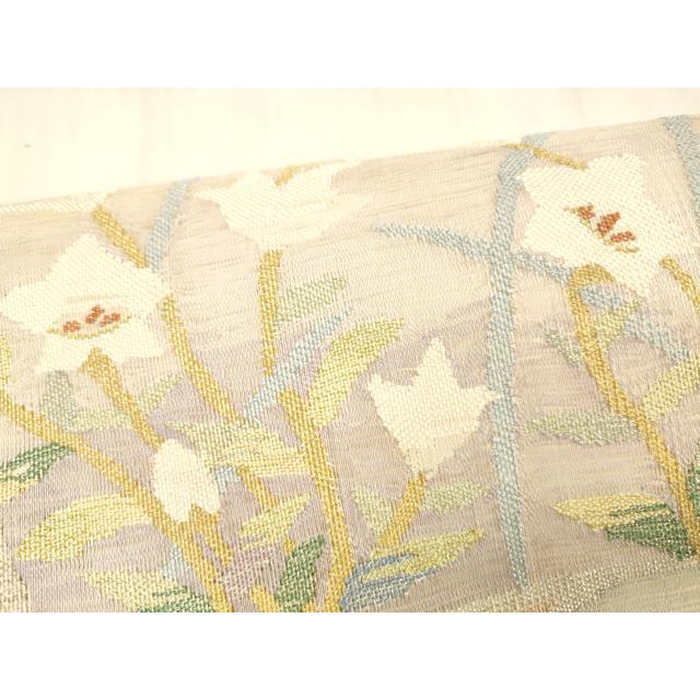 平和屋着物＊夏物　絽綴れ　つけ帯　草花文　金銀糸　正絹　逸品　DABE6018cm_3