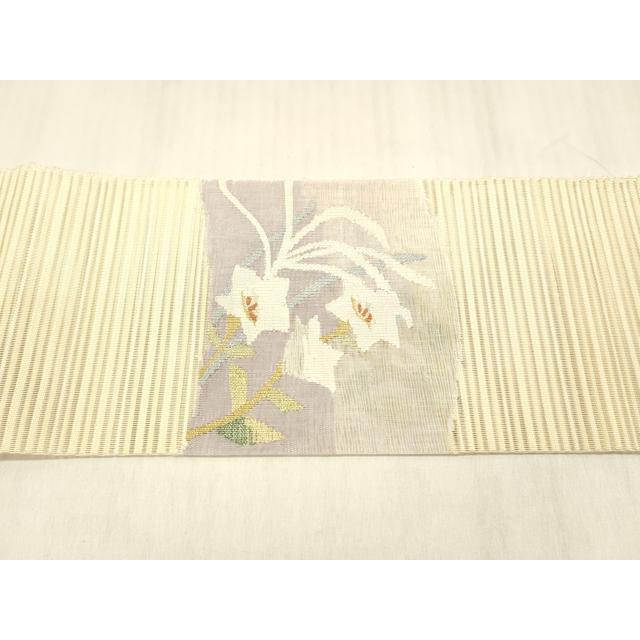 平和屋着物＊夏物　絽綴れ　つけ帯　草花文　金銀糸　正絹　逸品　DABE6018cm_4