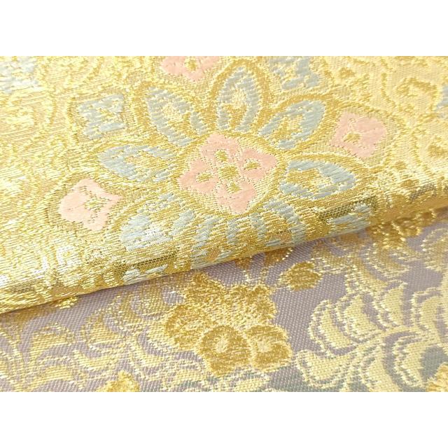 平和屋本店▼六通柄袋帯　正倉院花文　純金二重箔　正絹　逸品　DABE9160sf