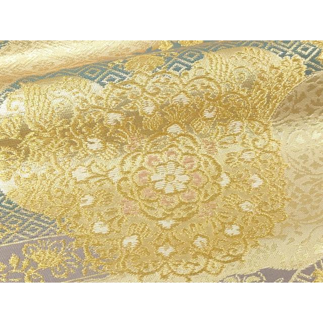 平和屋本店▼六通柄袋帯　正倉院花文　純金二重箔　正絹　逸品　DABE9160sf