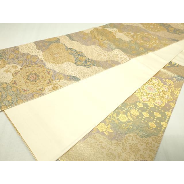 平和屋本店▼六通柄袋帯　正倉院花文　純金二重箔　正絹　逸品　DABE9160sf