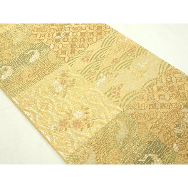 平和屋本店▼佐賀錦　六通柄袋帯　手織　金華山織　吉祥文　本金箔　正絹　逸品　DABE9162sf