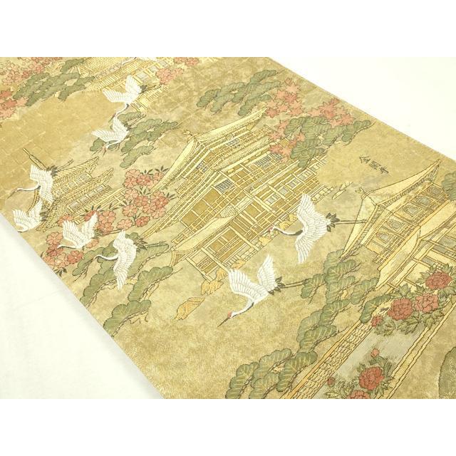 平和屋本店▼全通全景柄袋帯　鹿苑寺金閣　本金箔總通柄　正絹　逸品　DABE9167sf