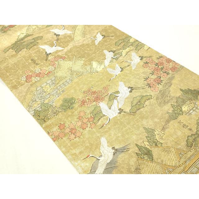 平和屋本店▼全通全景柄袋帯　鹿苑寺金閣　本金箔總通柄　正絹　逸品　DABE9167sf