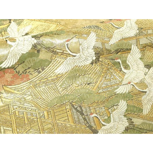 平和屋本店▼全通全景柄袋帯　鹿苑寺金閣　本金箔總通柄　正絹　逸品　DABE9167sf