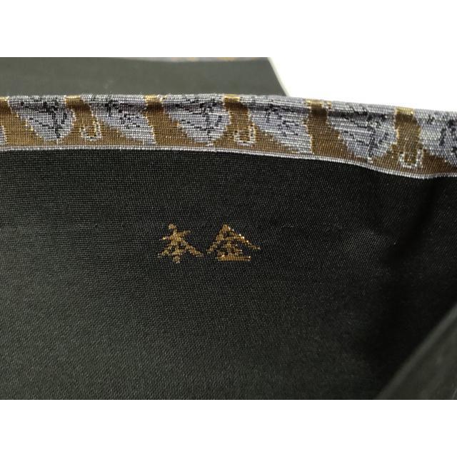 平和屋本店▼六通柄袋帯　横段裂小袖　本金　黒地　正絹　逸品　DABE9170sf