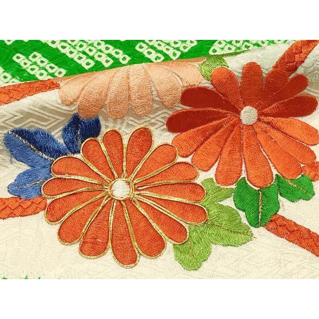 平和屋着物□豪華振袖 駒刺繍 総絞り 草花文 金糸 正絹 逸品