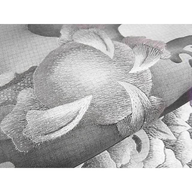 平和屋本店○極上 本場縞大島紬 白大島 訪問着 手刺繍 龍 逸品 未使用