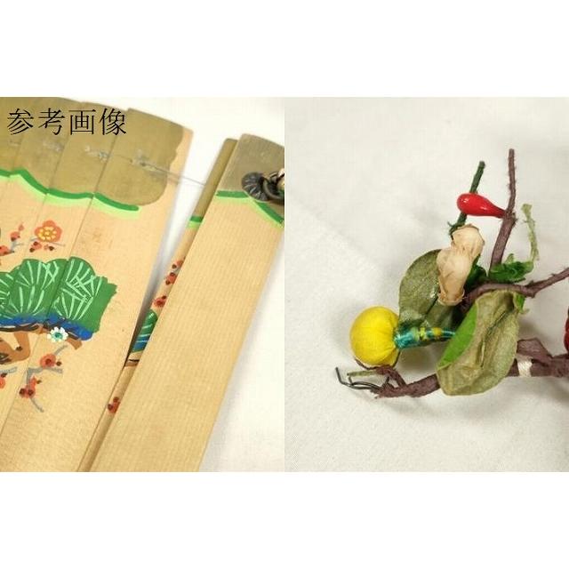 平和屋本店■和装小物　檜扇　十ニ単用　扇子　手描き　松竹梅　平安装束　六色飾り紐　糸花付き　逸品　DZAA11501kh5 平和屋本店□和装小物 檜扇 十ニ単用 扇子 手描き 松竹梅 平安装束 六
