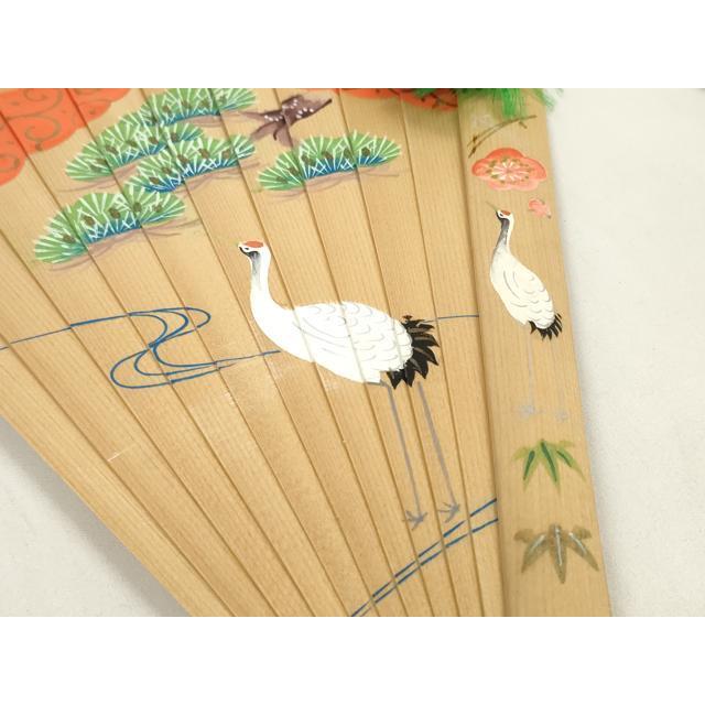 平和屋本店□和装小物 檜扇 十ニ単用 扇子 手描 松竹梅 流水枝松鶴文 