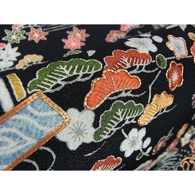 平和屋本店○極上 九寸名古屋帯 銀座越後屋 駒刺繍 型染 風景吉祥花文