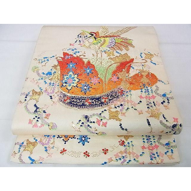 龍刺繍 袋帯 約416cm×31cm 金糸 和装 着物 帯 和柄 平和屋本店○極上 龍村平蔵製 本袋帯 千代の冠錦 金糸 逸品