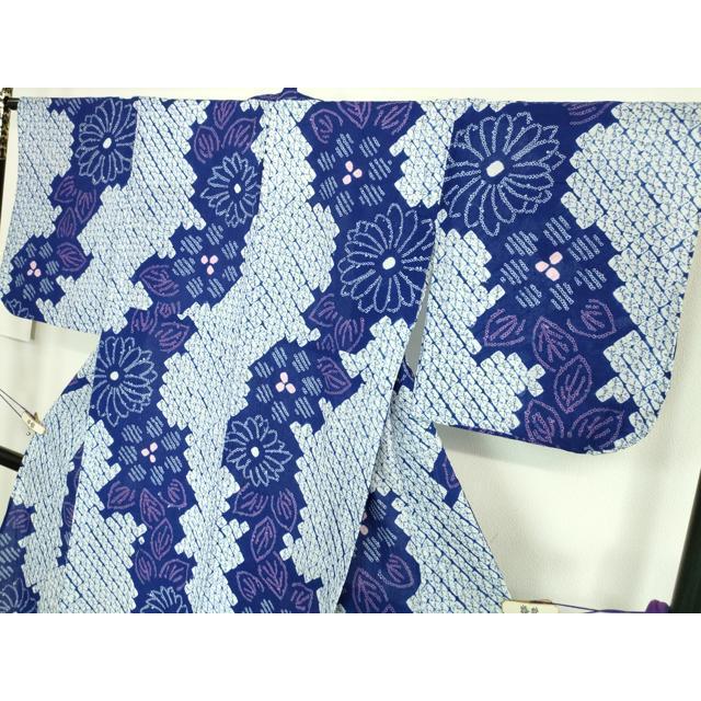 平和屋本店□極上 夏物 浴衣 有松鳴海絞り 舞花文 綿 逸品  