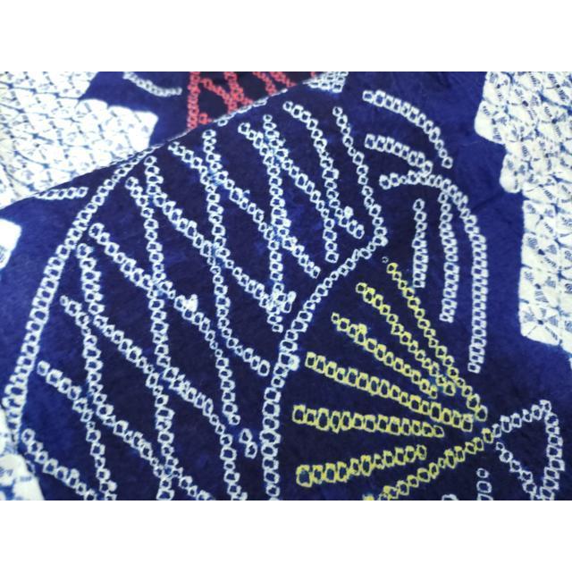 平和屋本店□極上 夏物 浴衣 有松鳴海絞り 扇花文 綿 逸品  