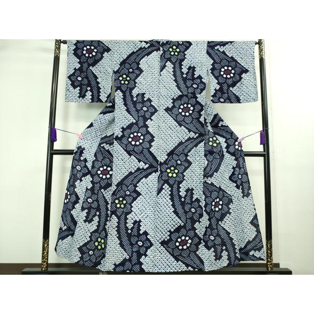 平和屋本店□極上 夏物 浴衣 有松鳴海絞り 草花文 綿 逸品  