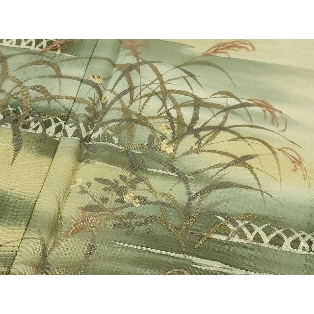 平和屋本店□極上 訪問着 無双 紗×紗 秋草文 芒 手描き 暈