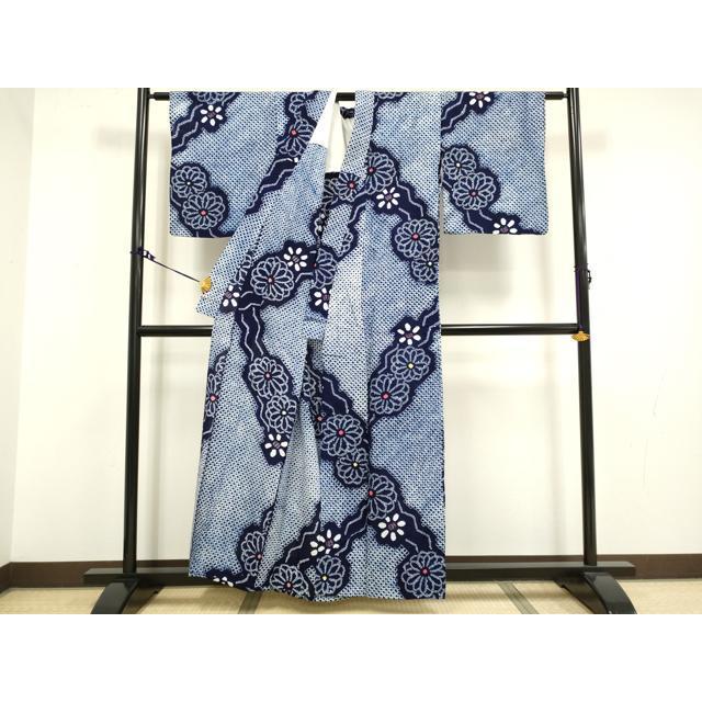 平和屋本店□極上 夏物 浴衣 有松鳴海絞り 舞花文 綿 逸品  
