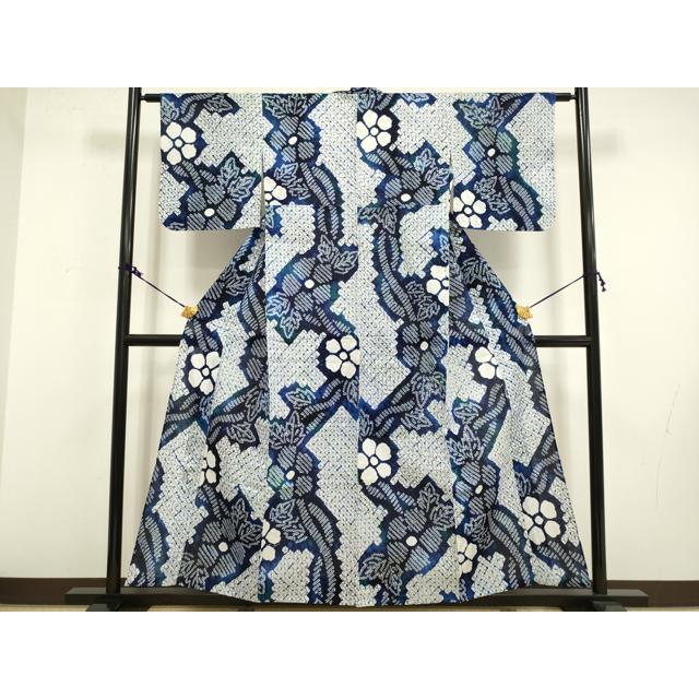 平和屋本店□極上 夏物 浴衣 有松鳴海絞り 草花文 綿 逸品  