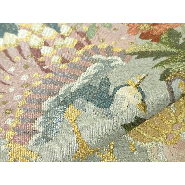 平和屋本店○極上 手織綴れ 山鹿清華 太鼓柄袋帯 花鳥文 金銀糸 逸品