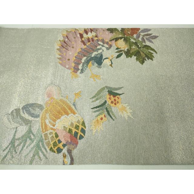 平和屋本店○極上 手織綴れ 山鹿清華 太鼓柄袋帯 花鳥文 金銀糸 逸品