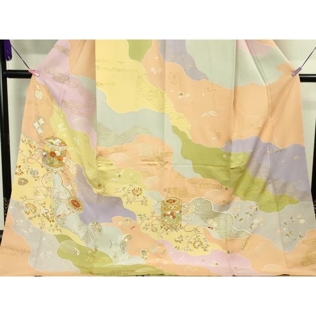 平和屋本店○極上 創業460年・千總 訪問着 駒刺繍 貝桶 貝合わせ花文