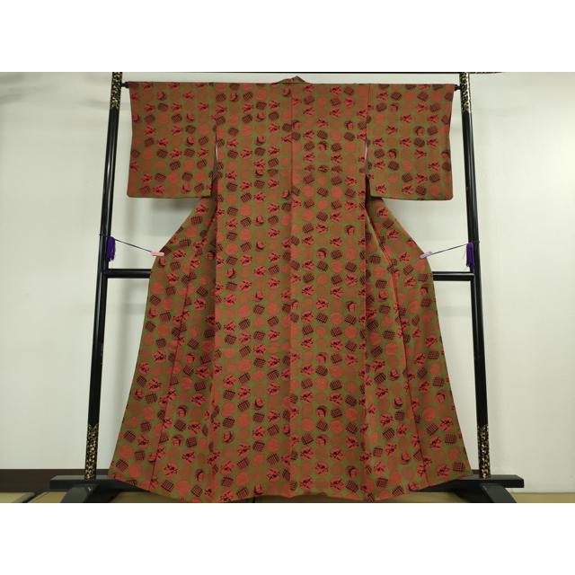 平和屋本店■希少　型絵染の人間国宝　稲垣稔次郎　小紋　吉祥文　反端付き　逸品　DZAA2719kh5 平和屋本店□希少 型絵染の人間国宝 稲垣稔次郎 小紋 吉祥文 反端付き