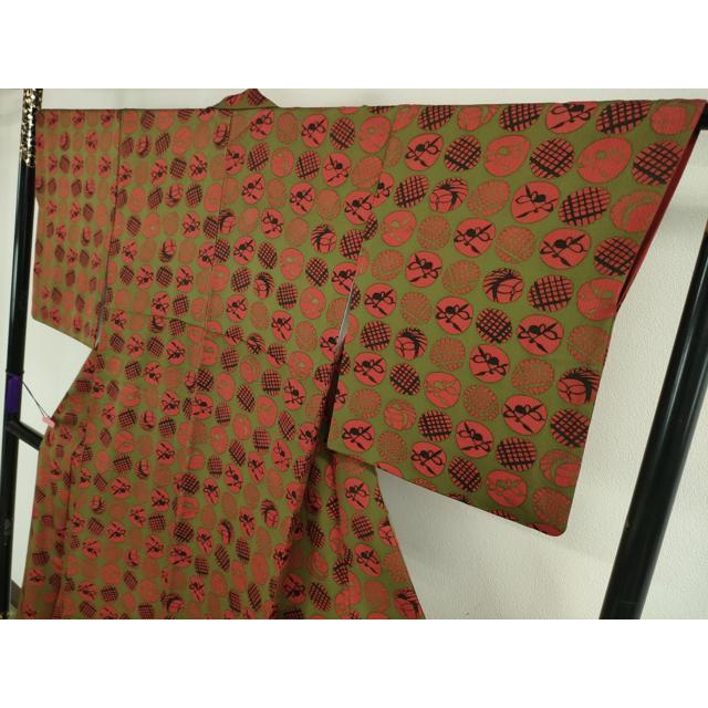 平和屋本店■希少　型絵染の人間国宝　稲垣稔次郎　小紋　吉祥文　反端付き　逸品　DZAA2719kh5 平和屋本店□希少 型絵染の人間国宝 稲垣稔次郎 小紋 吉祥文 反端付き