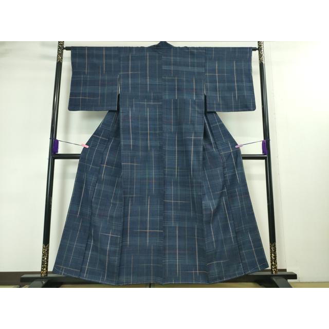 平和屋本店○極上 郡上紬 草木染 佐藤スミ子・作 格子 証紙付き 逸品 