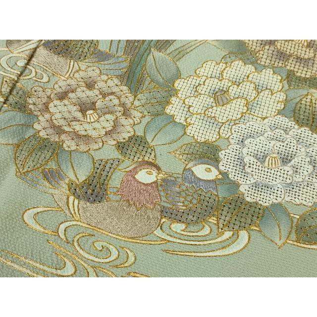 平和屋本店■極上　中国三大刺繍　スワトウ刺繍　汕頭刺繍　総刺繍　訪問着　鴛鴦吉祥花文　金糸　やまと誂製　逸品　DZAA3083kh5 平和屋本店□極上 中国三大刺繍 スワトウ刺繍 汕頭刺繍 総刺繍 訪問着