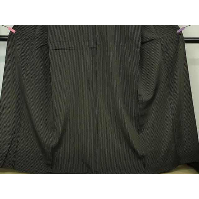 平和屋本店□極上 本塩沢 単衣 縞 黒地 逸品 未使用 DZAA3477kh5