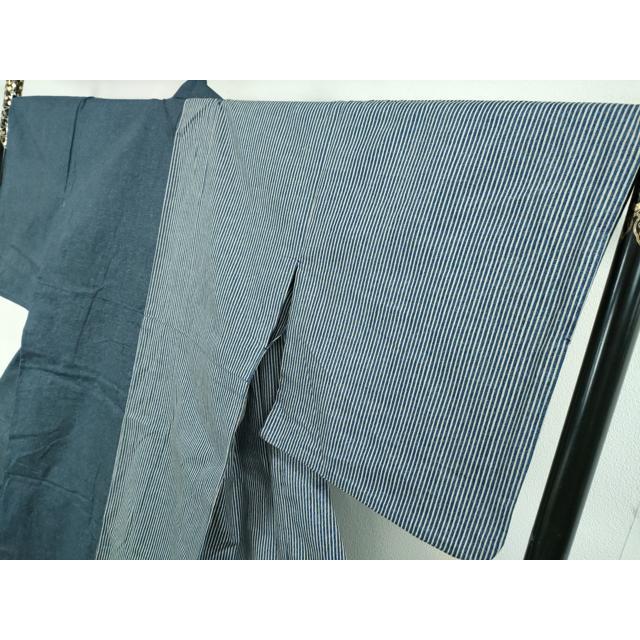 平和屋本店□極上 デニム 単衣 片身替わり 綿 逸品 DZAA3585kh5