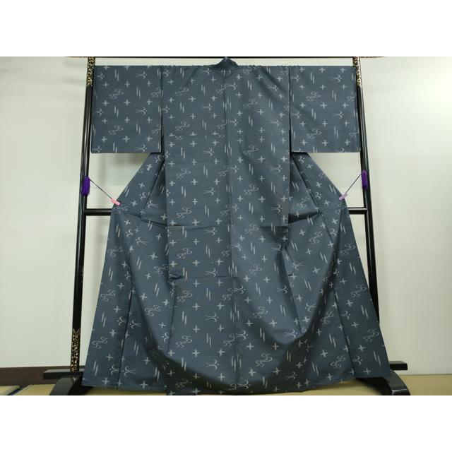 平和屋本店□極上 本場大島紬 薩摩結城 単衣 泥結城 紬工房 秀円 青藍