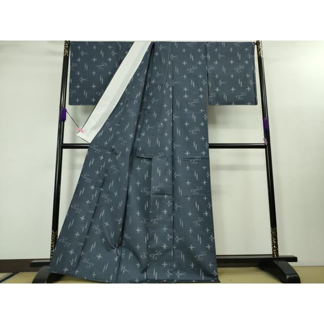 平和屋本店□極上 本場大島紬 薩摩結城 単衣 泥結城 紬工房 秀円 青藍
