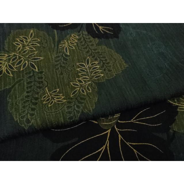 平和屋本店□極上 道行コート ロング丈 舞葉文 青褐色地 金彩