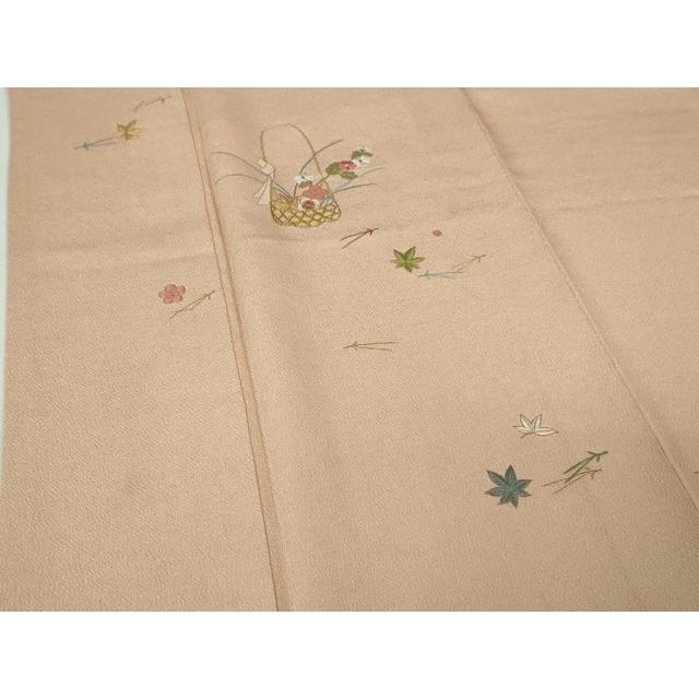 平和屋本店■極上　京都祇園の老舗　ぎをん齋藤　訪問着　駒刺繍　総刺繍　花籠　吹寄せ　洗柿色地　鬼しぼ縮緬　金糸　逸品　DZAA3704kh5