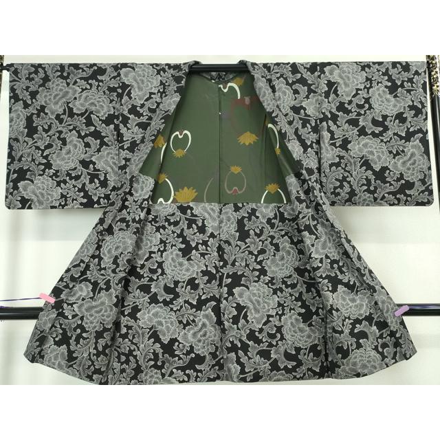 平和屋本店■極上　ジャパンオートクチュール　渡辺雪三郎　長羽織　牡丹唐草文　黒地　逸品　DZAA3851kh5 平和屋本店□極上 ジャパンオートクチュール 渡辺雪三郎 長羽織 牡丹