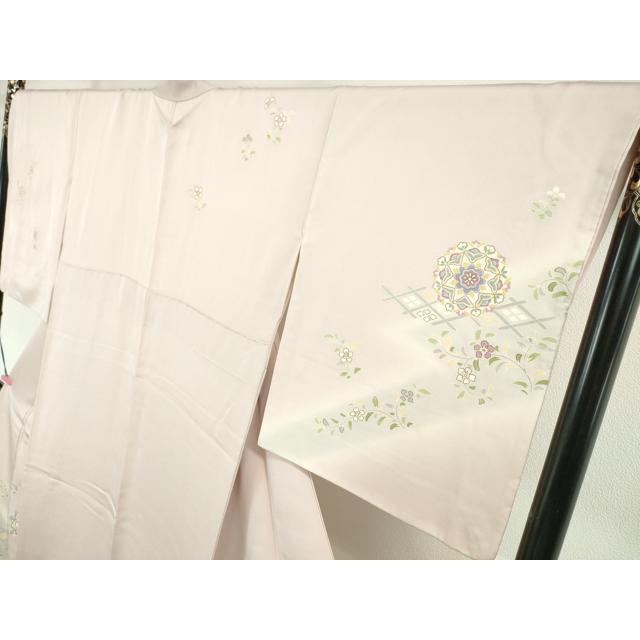 平和屋本店□極上 創業460年・千總 訪問着 駒刺繍 正倉院花文 薄桜色地