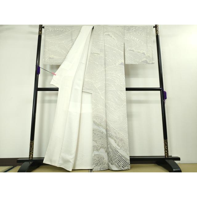 平和屋本店■極上　十日町　名門　滝泰謹製　訪問着　おぼろ染め　襲絞り　立波文　金糸　銀通し地　逸品　DZAA4094kh5 平和屋本店□極上 十日町 名門 滝泰謹製 訪問着 おぼろ染め 襲絞り