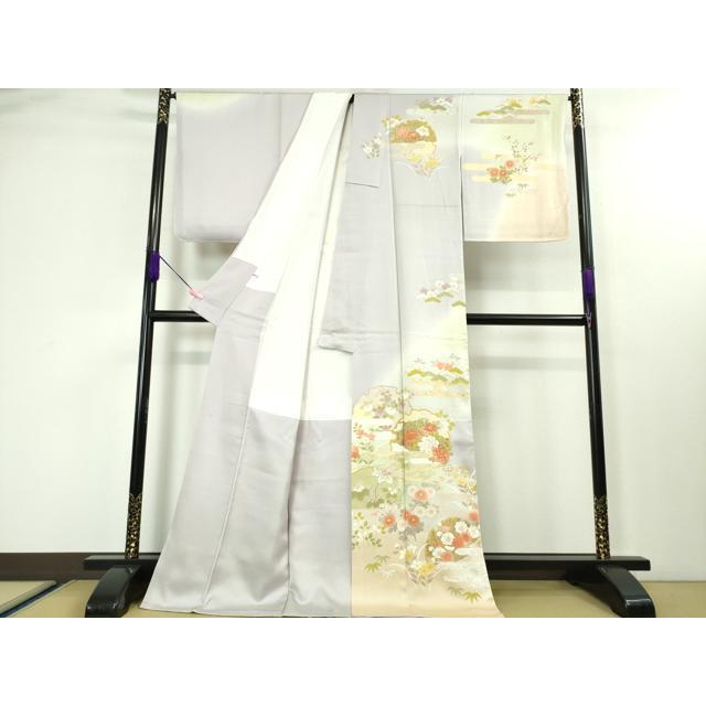 平和屋本店□極上 訪問着 駒刺繍 雪輪吉祥花文 暈し染め