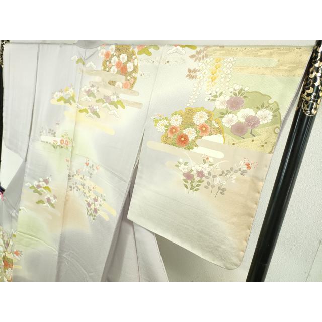 平和屋本店□極上 訪問着 駒刺繍 雪輪吉祥花文 暈し染め