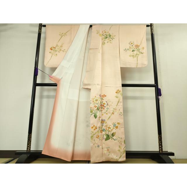 平和屋本店■極上　野口彦太郎　大彦三代目　江戸染繍友禅　訪問着　駒刺繍　枝花文　洗柿色地　金銀糸　高島屋扱い　逸品　DZAA4499kh5 平和屋本店□極上 野口彦太郎 大彦三代目 江戸染繍友禅 訪問着 駒刺繍