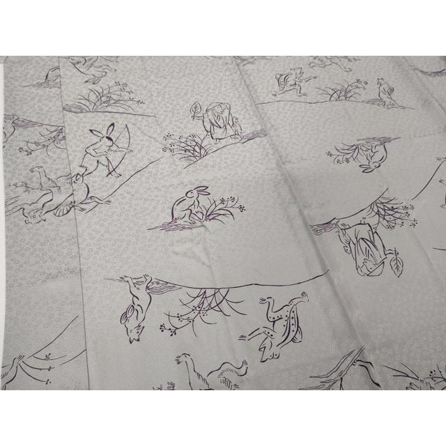 平和屋本店□上質な長襦袢 無双仕立て 鳥獣戯画 逸品 未使用