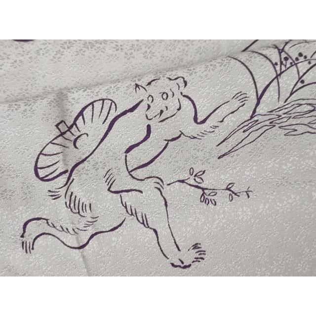 平和屋本店□上質な長襦袢 無双仕立て 鳥獣戯画 逸品 未使用