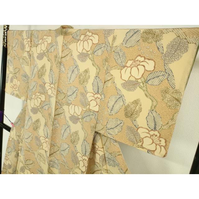 平和屋本店■極上　摺型友禅　京都　多ち花　小紋　枝花文　鬼しぼ縮緬　逸品　未使用　DZAA4645kh5 平和屋本店□極上 摺型友禅 京都 多ち花 小紋 枝花文 鬼しぼ縮緬 逸品