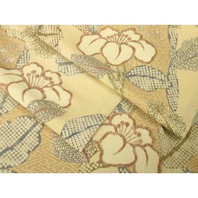 平和屋本店□極上 摺型友禅 京都 多ち花 小紋 枝花文 鬼しぼ縮緬 逸品