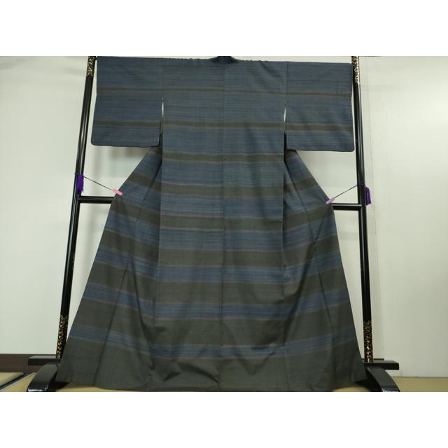 平和屋本店■希少　郡上紬　草木染　訪問着　横段文　高島屋扱い　逸品　DZAA4687kh5 平和屋本店□希少 郡上紬 草木染 訪問着 横段文 高島屋扱い 逸品