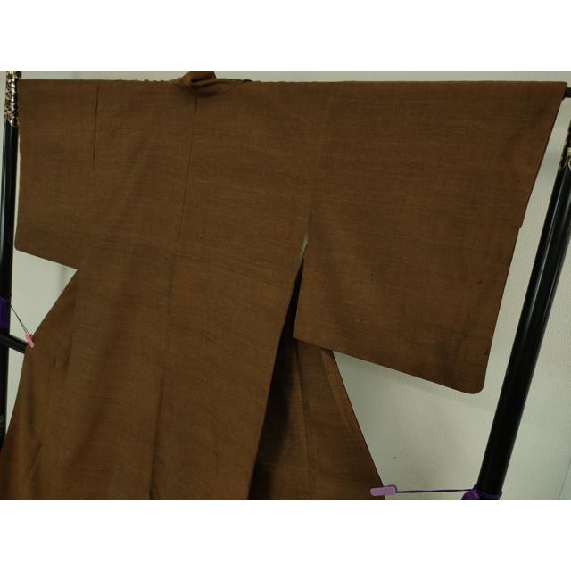 平和屋本店■極上　能州紬　絲藝苑　上島洋山　海草染　黒茶色地　逸品　DZAA4885kh5 平和屋本店□極上 能州紬 絲藝苑 上島洋山 海草染 黒