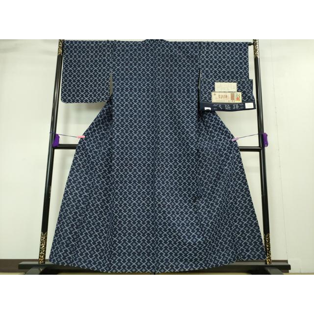 平和屋本店■極上　弓浜絣　単衣　松皮菱　綿　証紙付き　逸品　DZAA4972kh5 平和屋本店□極上 弓浜絣 単衣 松皮菱 綿 証紙付き 逸品 DZAA4972kh5