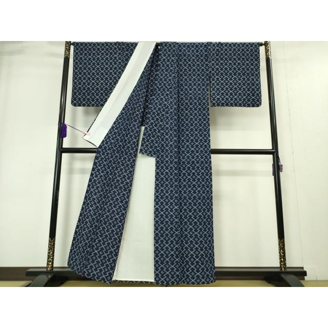 平和屋本店■極上　弓浜絣　単衣　松皮菱　綿　証紙付き　逸品　DZAA4972kh5 平和屋本店□極上 弓浜絣 単衣 松皮菱 綿 証紙付き 逸品 DZAA4972kh5